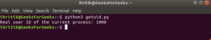 Getuid Method output