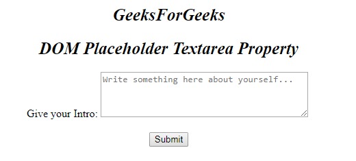 HTML Textarea Placeholder 