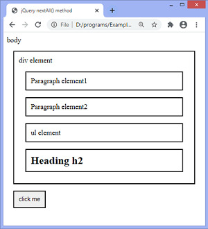 jQuery nextAll() method