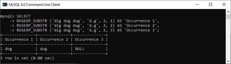 MySQL REGEXP SUBSTR 