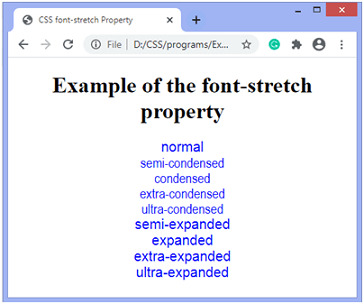 CSS font-stretch property