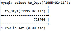 MySQL Datetime to_day() Function