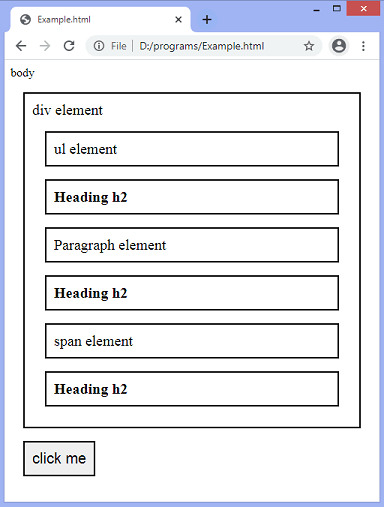 jQuery prev() method