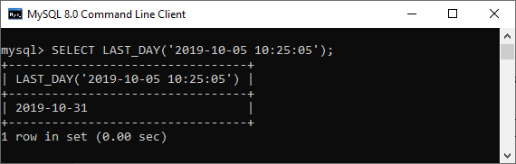 MySQL Datetime last_day() Function