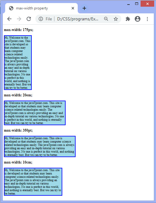 CSS max-width property