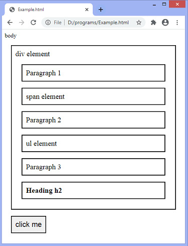 jQuery prevAll() method