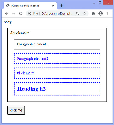 jQuery nextAll() method