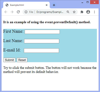 jQuery event.preventDefault() method