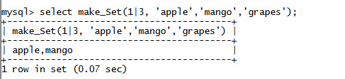 MySQL String MAKE_SET() Function