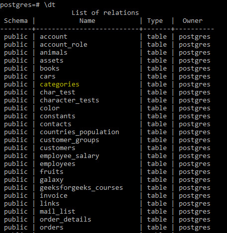 postgresql drop table用法及代碼示例