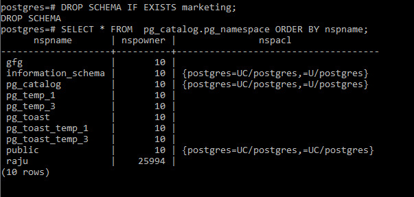 postgresql-drop-schema