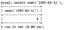 MySQL Datetime week() Function