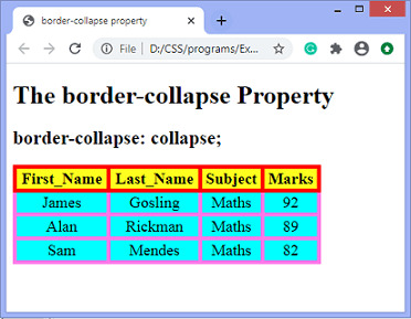 CSS border-collapse property