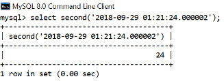 MySQL Datetime second() Function