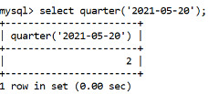 MySQL Datetime quarter() Function