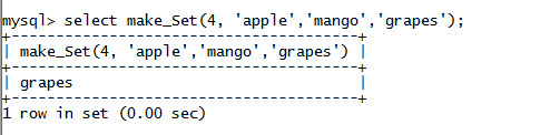 MySQL String MAKE_SET() Function