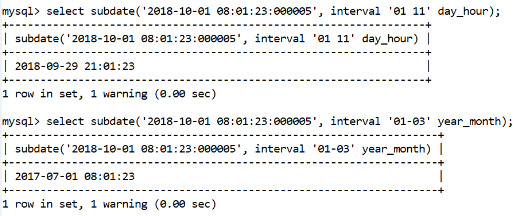 MySQL Subdate() Function