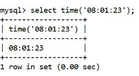 MySQL time() Function