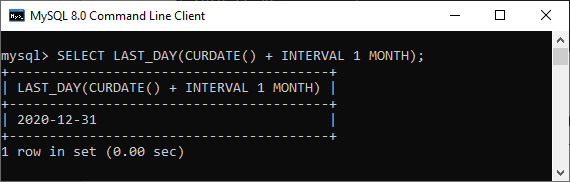 MySQL Datetime last_day() Function