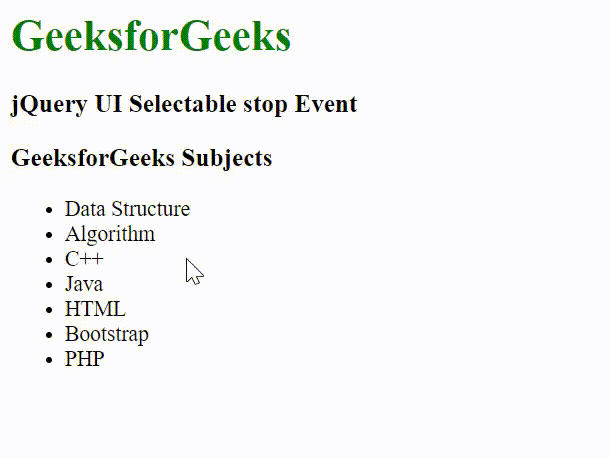 Selectable stop Event