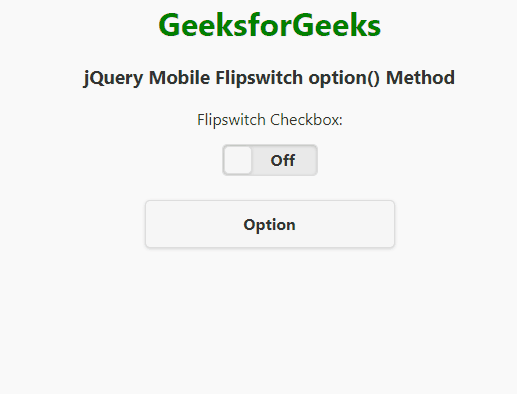 jQuery Mobile Flipswitch option() Method