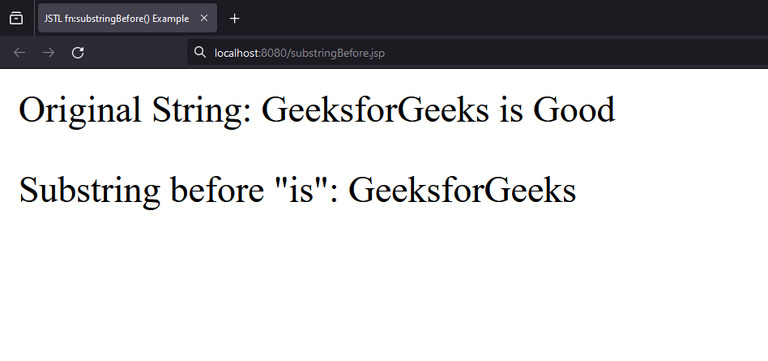 Output of Example of JSTL fn:substringBefore() Function