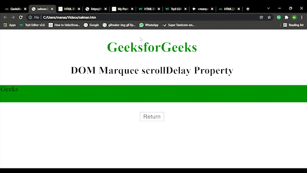 HTML DOM Marquee scrollDelay Property