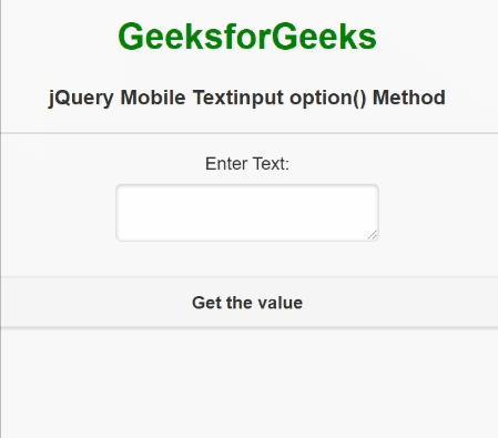 jQuery Mobile Textinput option() Method