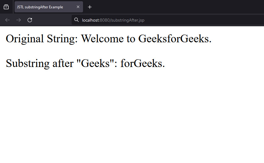 Output of the JSTL fn:substringAfter() Function