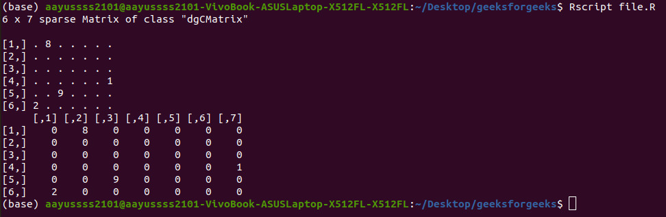 How to Convert Sparse Matrix to Dense Matrix in R?