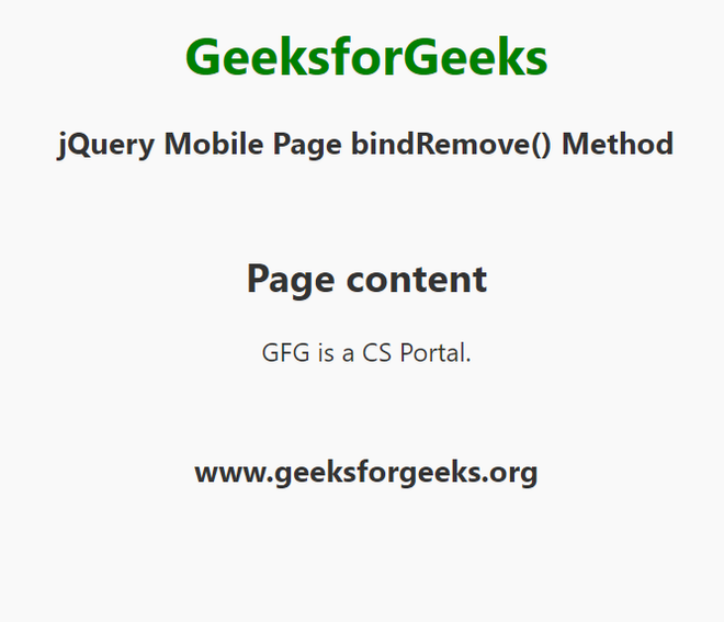 jQuery Mobile Page bindRemove() Method