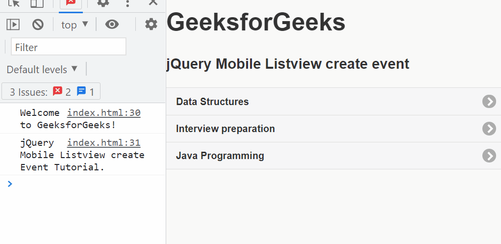 jQuery Mobile Listview create Event