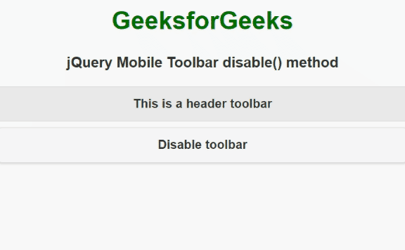 jQuery Mobile Toolbar disable() Method