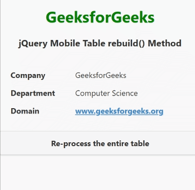 jQuery Mobile Table rebuild Method