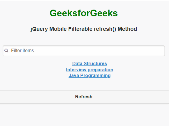 jQuery Mobile Filterable refresh() Method