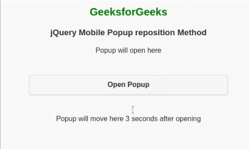 jQuery Mobile Popup reposition() Method