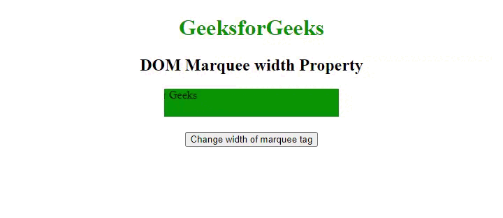HTML DOM Marquee width Property