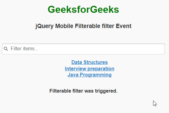 jQuery Mobile Filterable filter Event