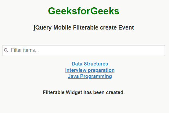 jQuery Mobile Filterable create Event