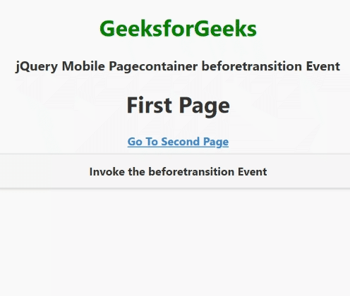 jQuery Mobile Pagecontainer beforetransition Event