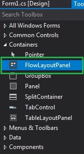 drag and drop the FlowLayoutPanel control 