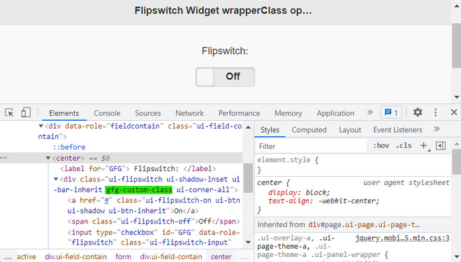 jQuery Mobile Flipswitch wrapperClass Option