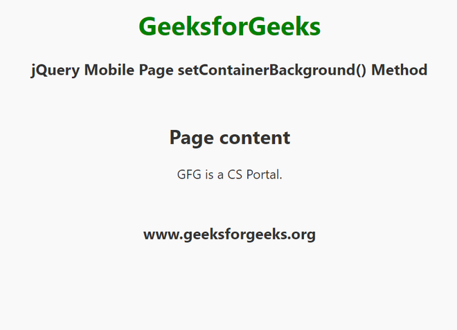 jQuery Mobile Page setContainerBackground() Method