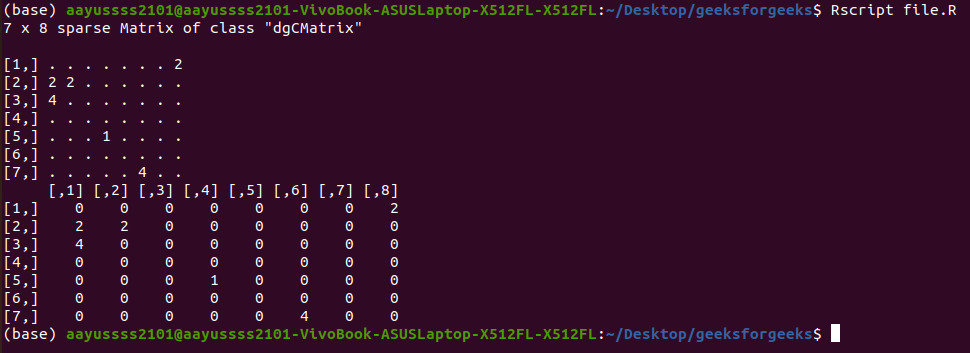 How to Convert Sparse Matrix to Dense Matrix in R?